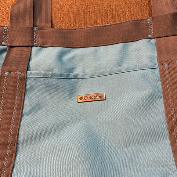 Columbia teal blue and grey Canvas Tote Shoulder Bag (TD) - Picture 2 of 9